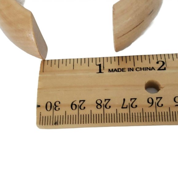 Banana Republic Wood Cuff Bracelet Large Goldtone Studded Accent Opening 1 1/4" - Picture 7 of 8